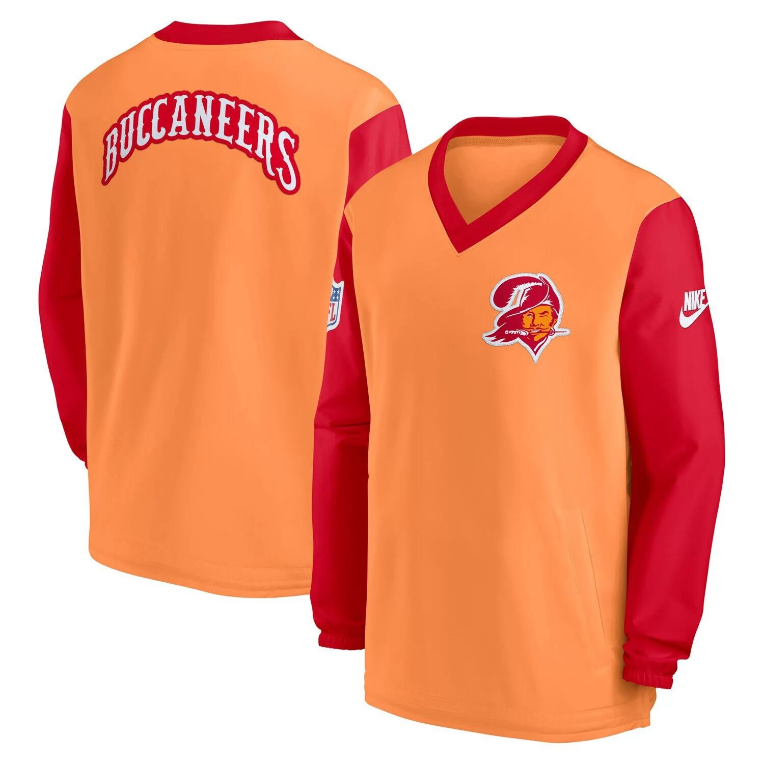 

Мужской оранжевый пуловер с v-образным вырезом и ветровкой Tampa Bay Buccaneers Throwback Nike