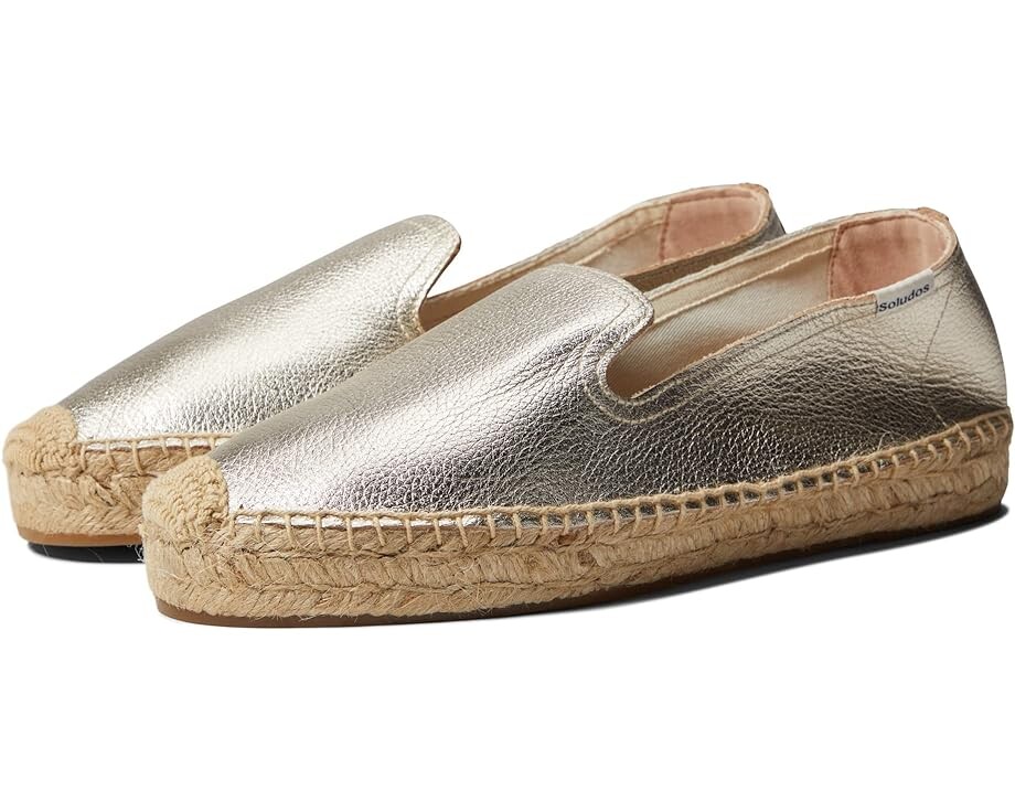 

Лоферы Soludos Leather Platform Smoking Slipper, цвет Platinum