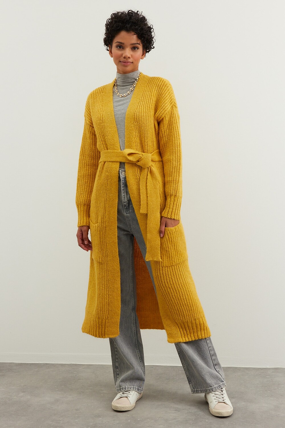 

Кардиган - Желтый - Свободный крой Trendyol Modest, желтый