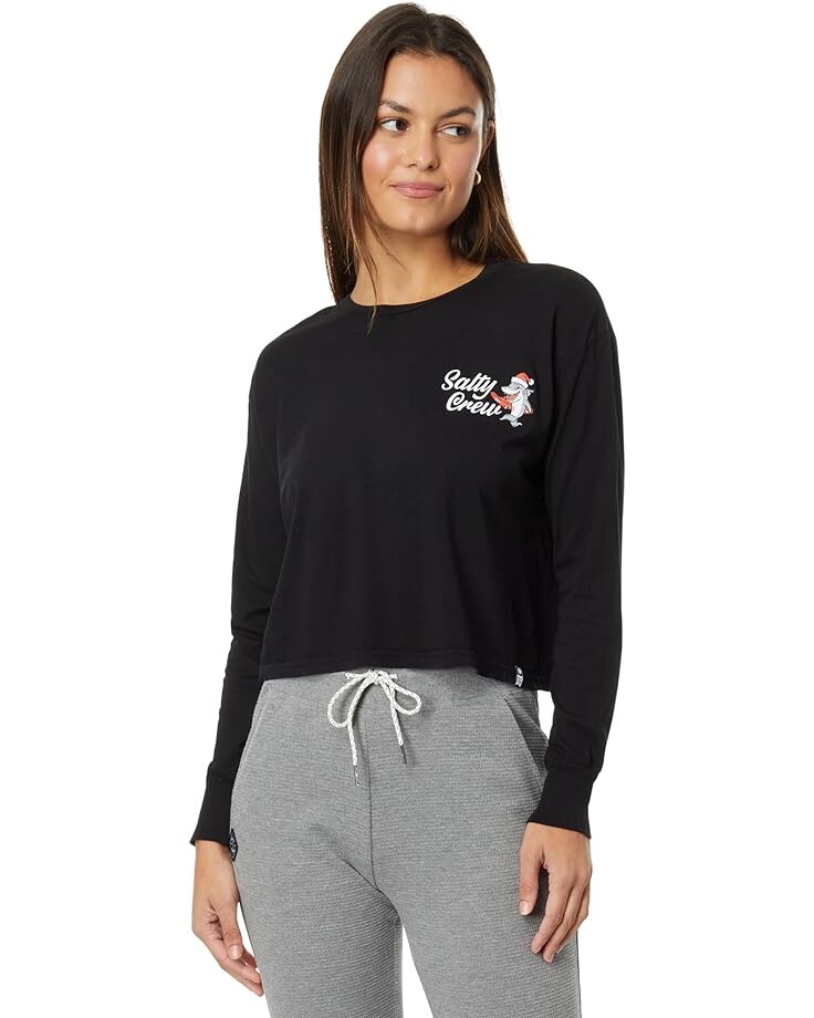 

Футболка Salty Crew Santa Shark Long Sleeve Crop Tee, черный
