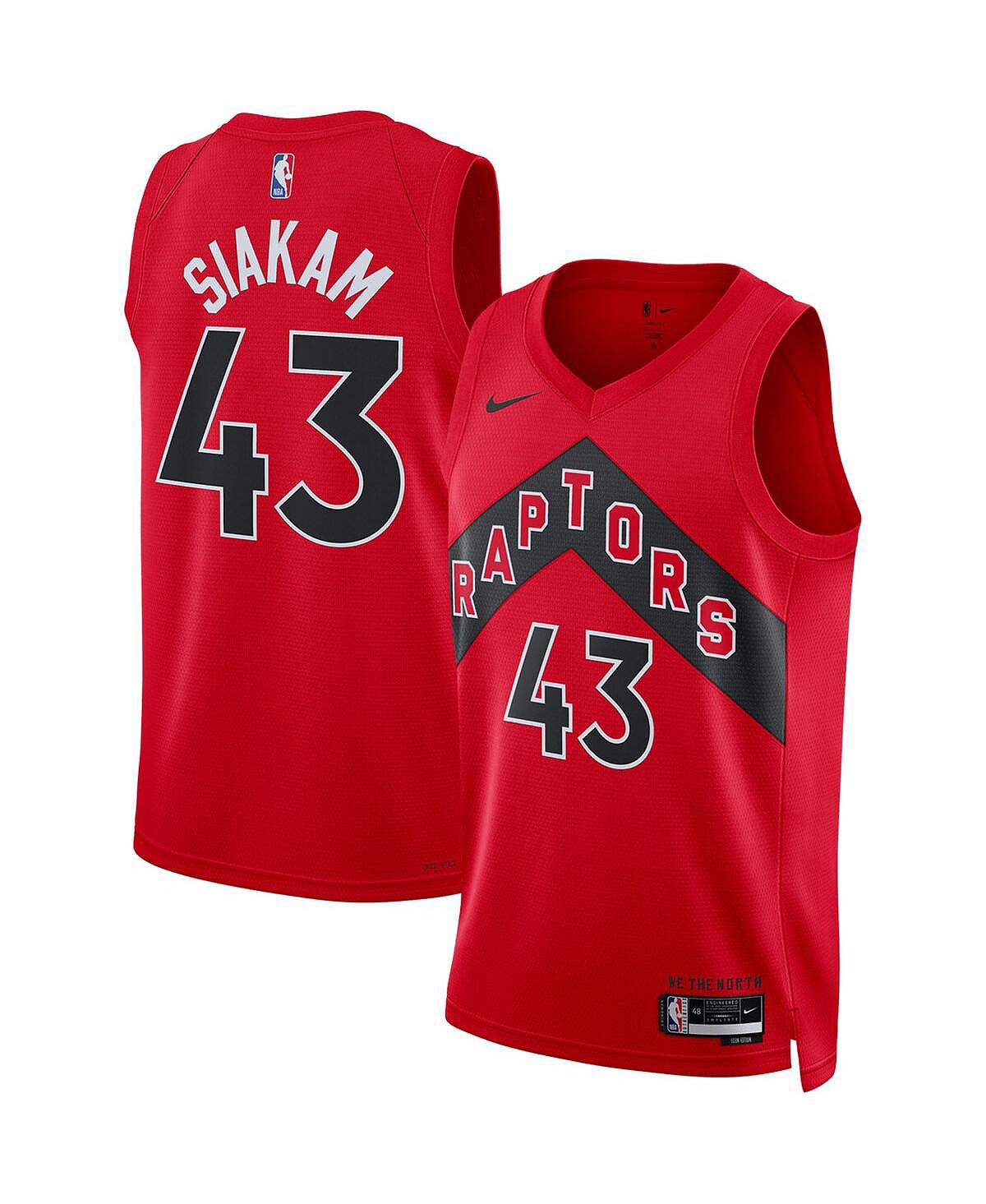 

Мужская и женская футболка Pascal Siakam Red Toronto Raptors 2022/23 Swingman — Icon Edition Nike