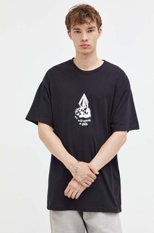 

Хлопковая футболка Volcom, черный