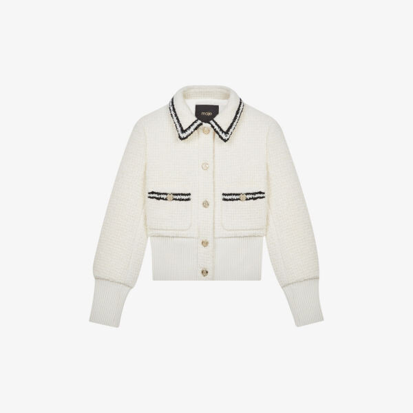 

Пиджак bloppe из эластичной ткани с контрастной отделкой Maje, цвет blanc