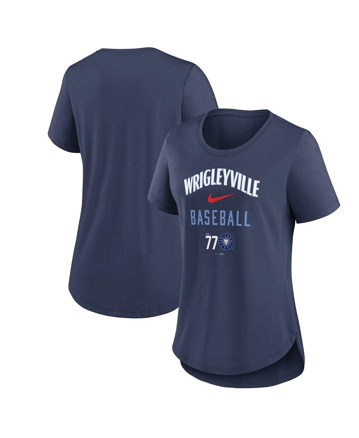 

Женская темно-синяя футболка Chicago Cubs City Connect Tri-Blend Nike, темно-синий