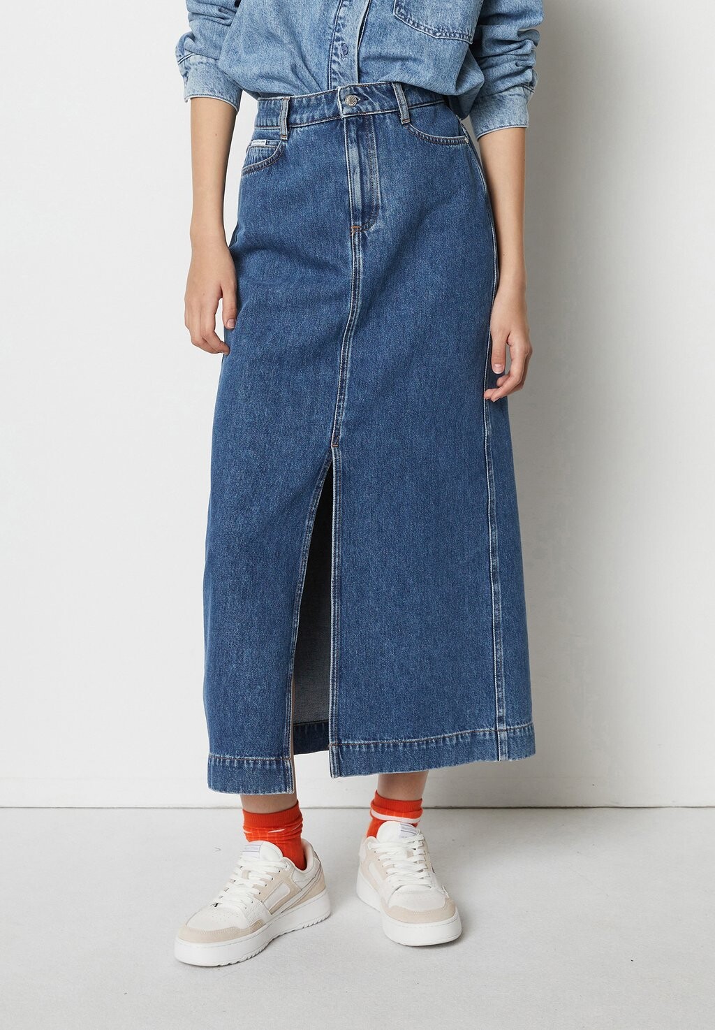 

Юбка А-силуэта COLUMN MIDI LENGTH FRONT SLIT ZIP CLOSURE Marc O'Polo DENIM, цвет multi authentic dark blue