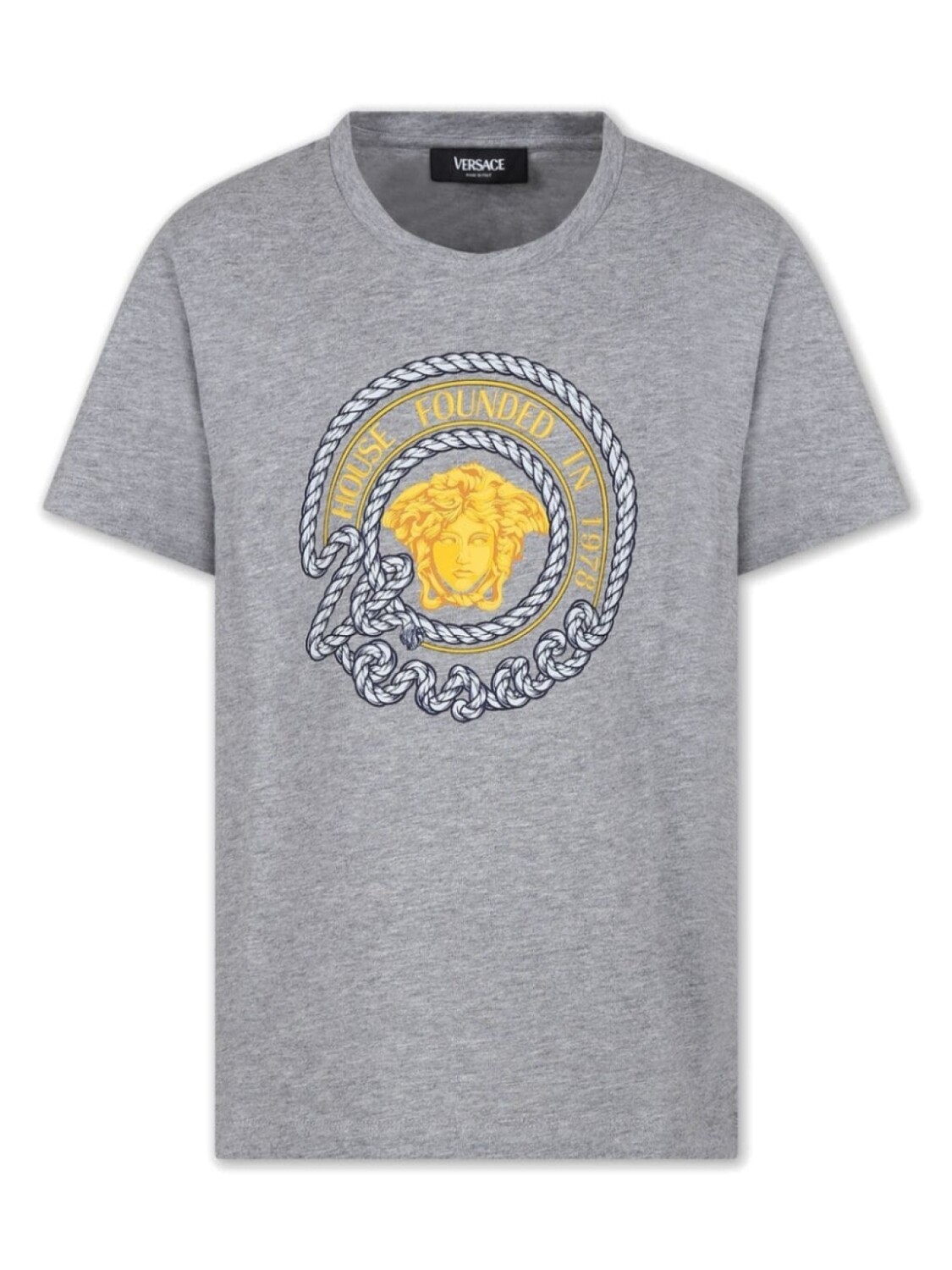 

Футболка с принтом Medusa Versace Kids, серый