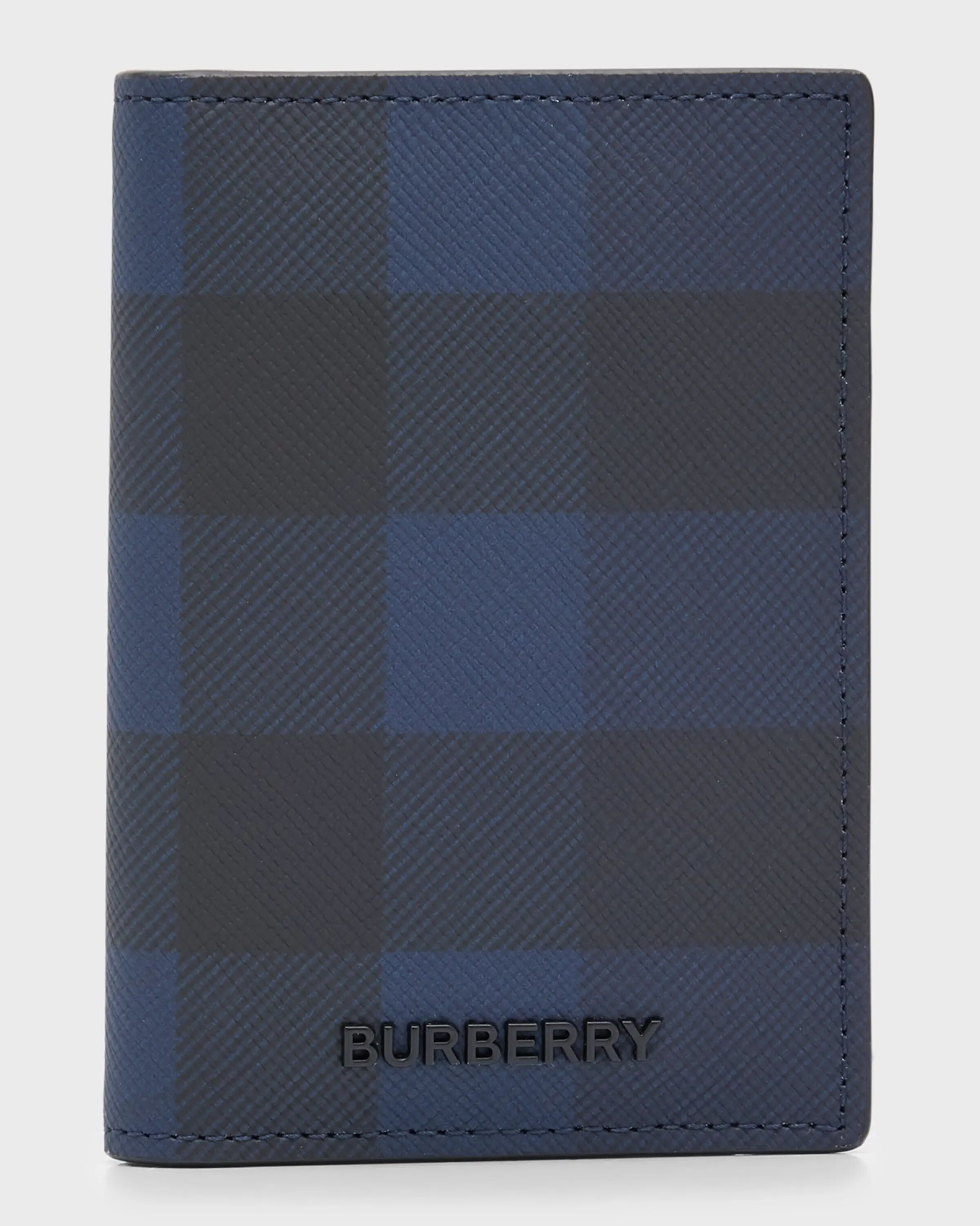 

Мужская визитница в клетку Bateman London двойного сложения Burberry, цвет Navy Check