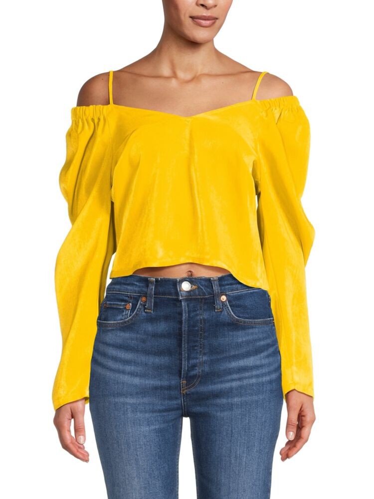 

Укороченный топ с открытыми плечами Dkny, цвет Pop Yellow