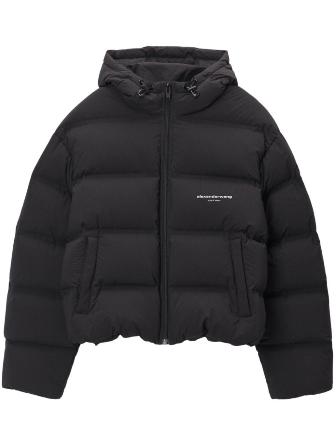 

Укороченная куртка-пуховик с жаккардовым логотипом Alexander Wang, черный