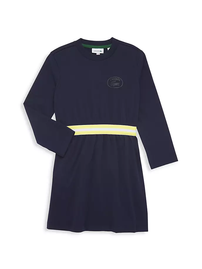 цена Платье-футболка с длинными рукавами для маленьких девочек и девочек Lacoste, цвет marine