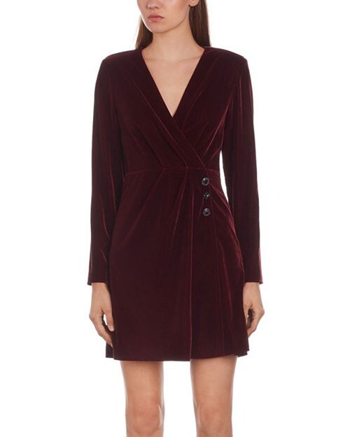 

Бархатное мини-платье с искусственным запахом The Kooples, цвет Red