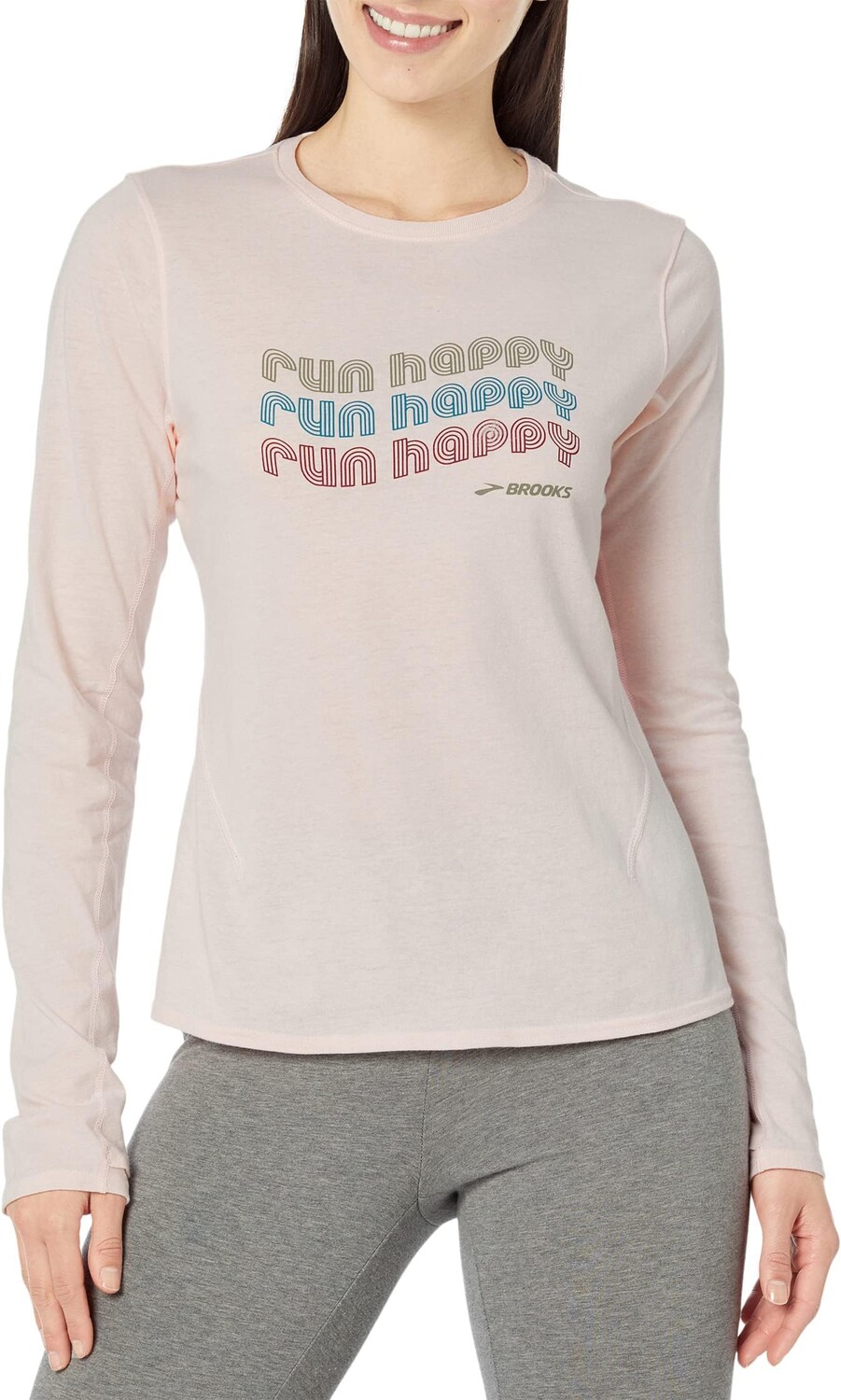 

Рубашка Brooks Distance Long Sleeve 2.0, цвет Quartz/Run Happy Wave