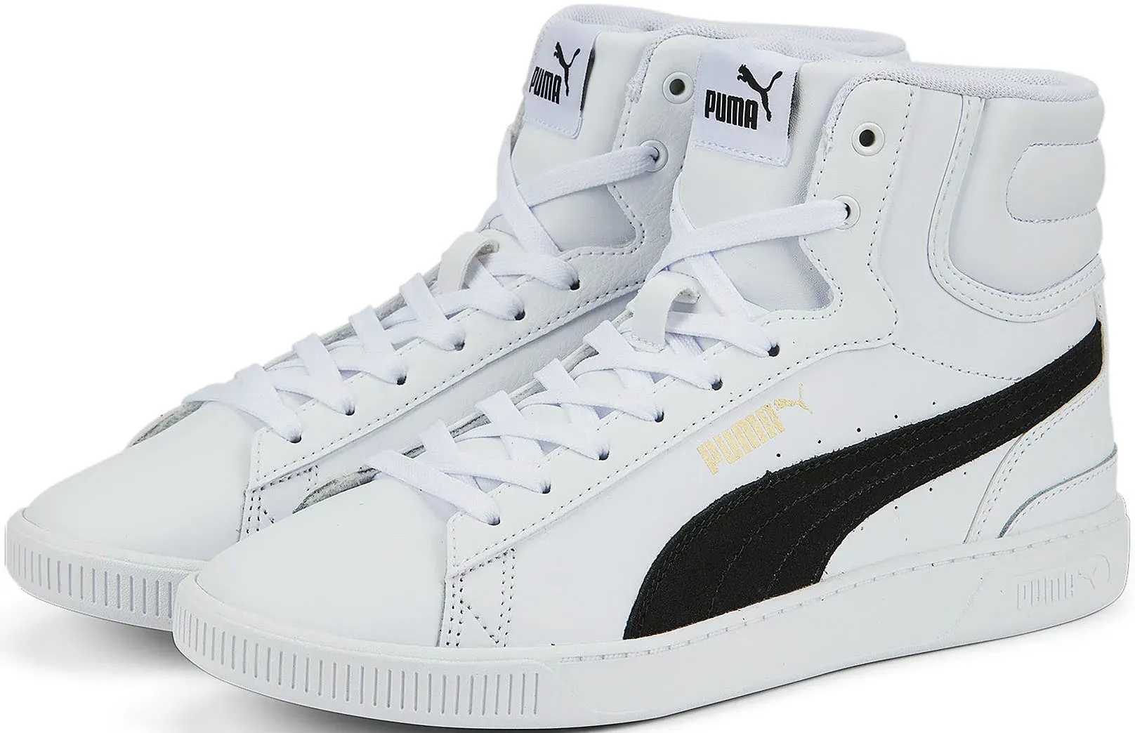 

Кроссовки PUMA "VIKKY V3 MID L", цвет Puma White- Puma Black- Puma Team Gold