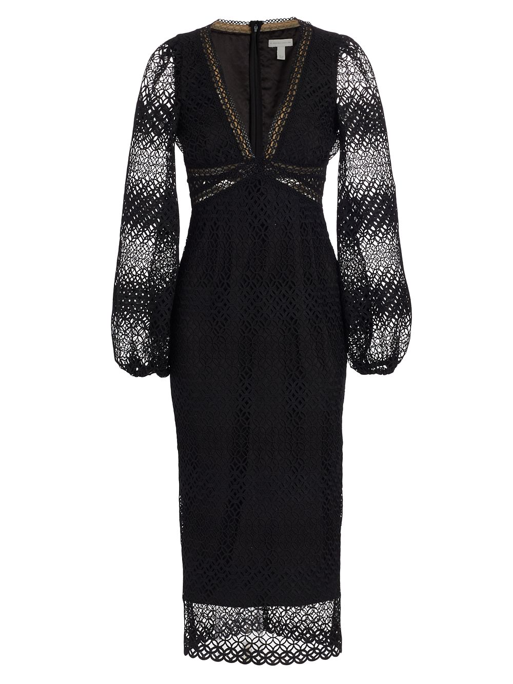 Кружевное платье-миди ML Monique Lhuillier, черный