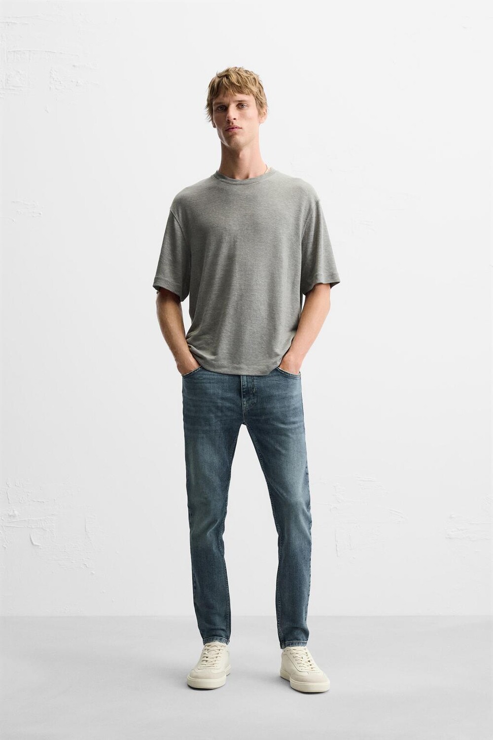 

Укороченные джинсы скинни ZARA, синий