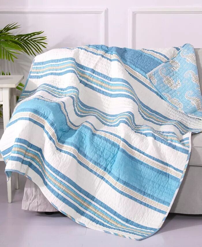 

Двусторонний стеганый плед Maui Stripe, 50 x 60 дюймов Levtex, синий