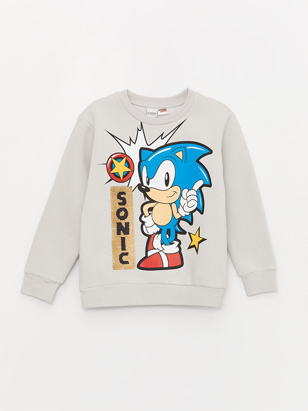 

Толстовка для мальчика с длинными рукавами и круглым вырезом с принтом Sonic LCW Kids, светло-серый