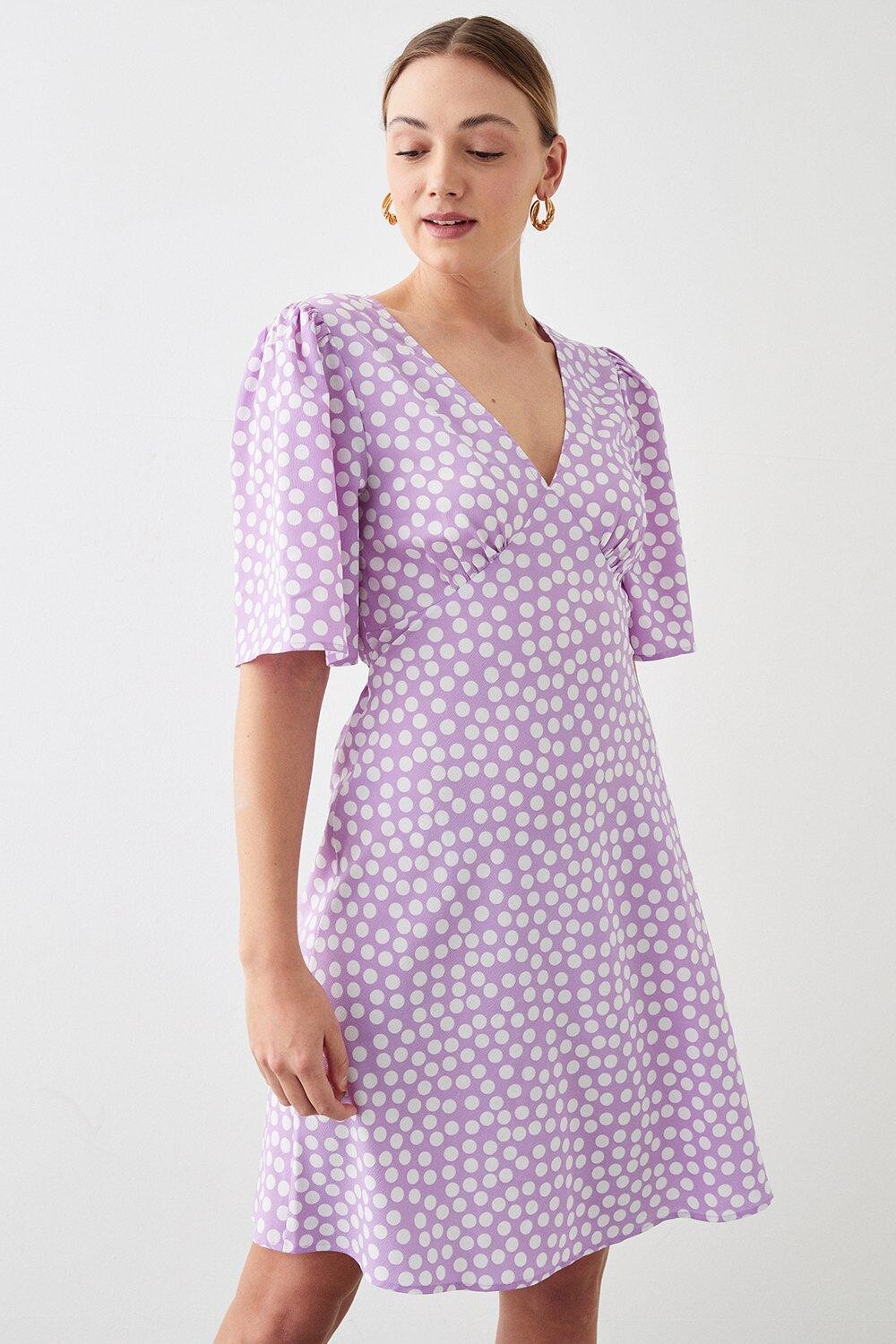 

Мини-платье Tall сиреневого цвета с развевающимися рукавами Dorothy Perkins, фиолетовый