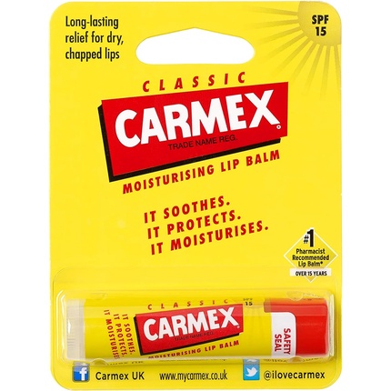 Классический бальзам для губ стик Spf 15 4,25 г, Carmex carmex бальзам для губ ваниль spf 15 10 г