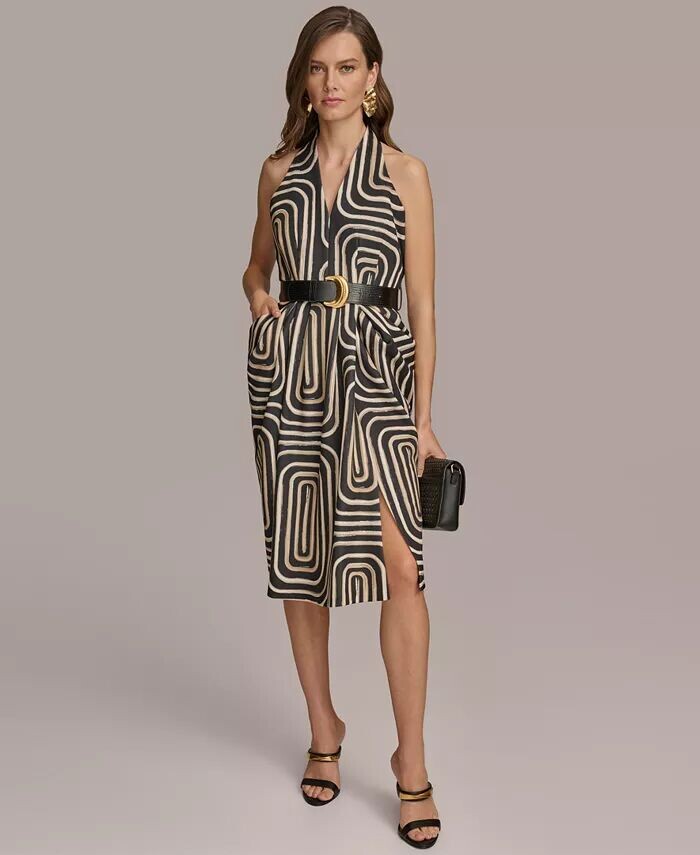 

Donna Karan Женское платье без рукавов с поясом и принтом Donna Karan New York, черный