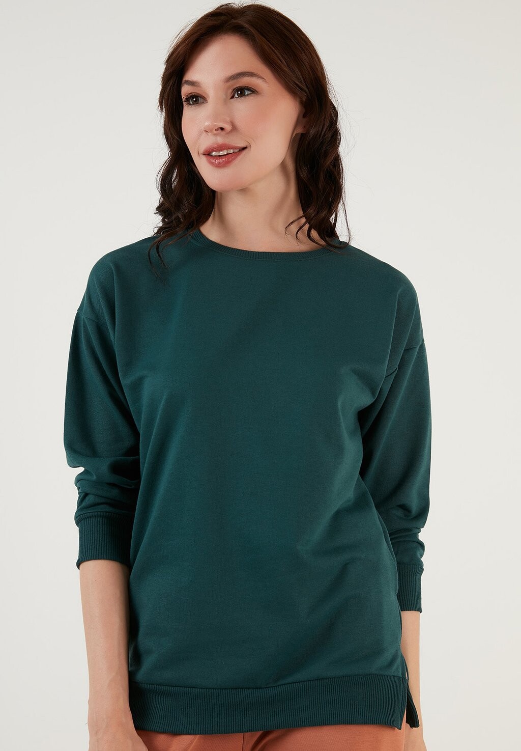 Толстовка CREW NECK LELA, цвет dark green melange