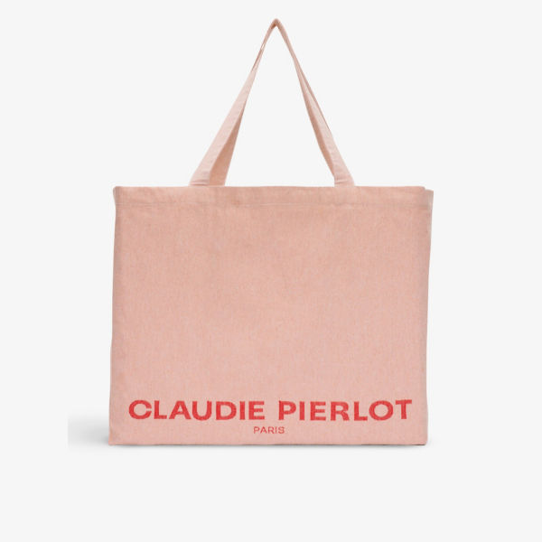 черная женская кепка с логотипом claudie pierlot черный Объемная сумка-тоут из переработанного хлопка с логотипом Claudie Pierlot, цвет roses