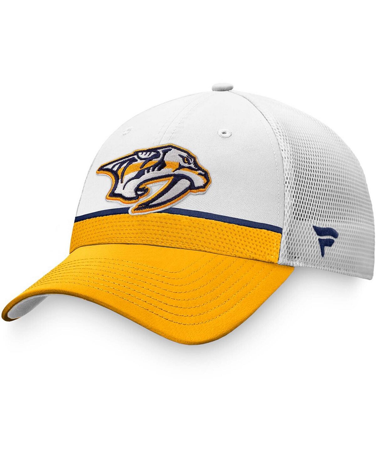 

Фирменная мужская белая/золотая кепка Nashville Predators NHL Draft Authentic Pro On Stage Trucker Snapback 2021 Fanatics