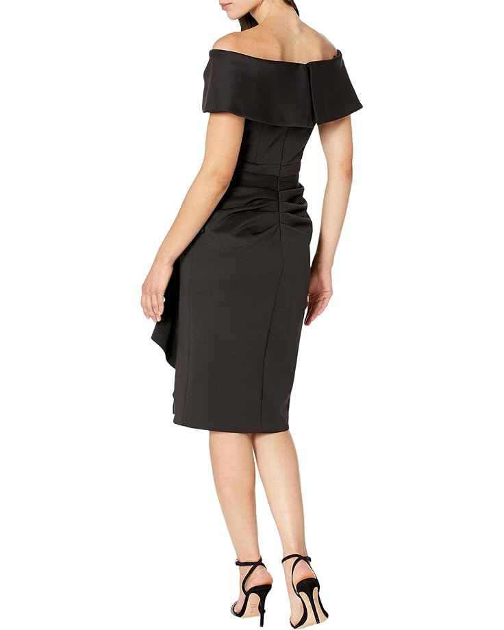 Платье XSCAPE Off-the-Shoulder Bow Short Scuba with Ruffle, черный