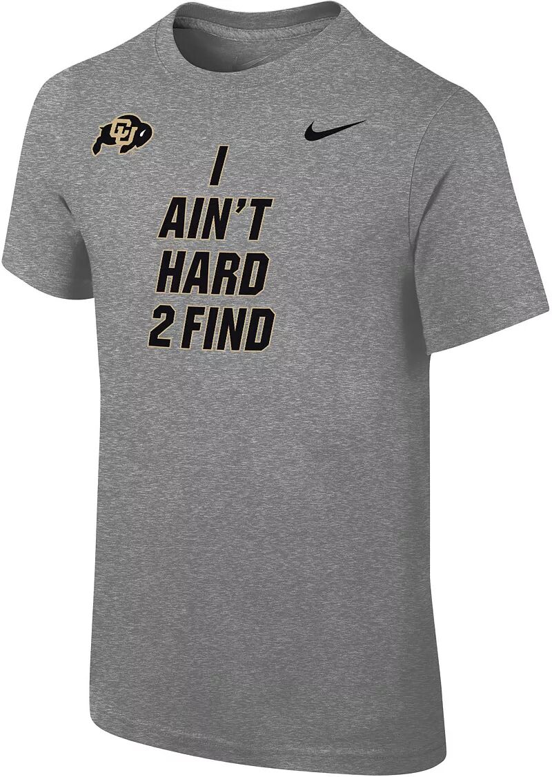 Серая хлопковая футболка Nike Youth Colorado Buffaloes Ain't Hard 2 Find Core цена и фото