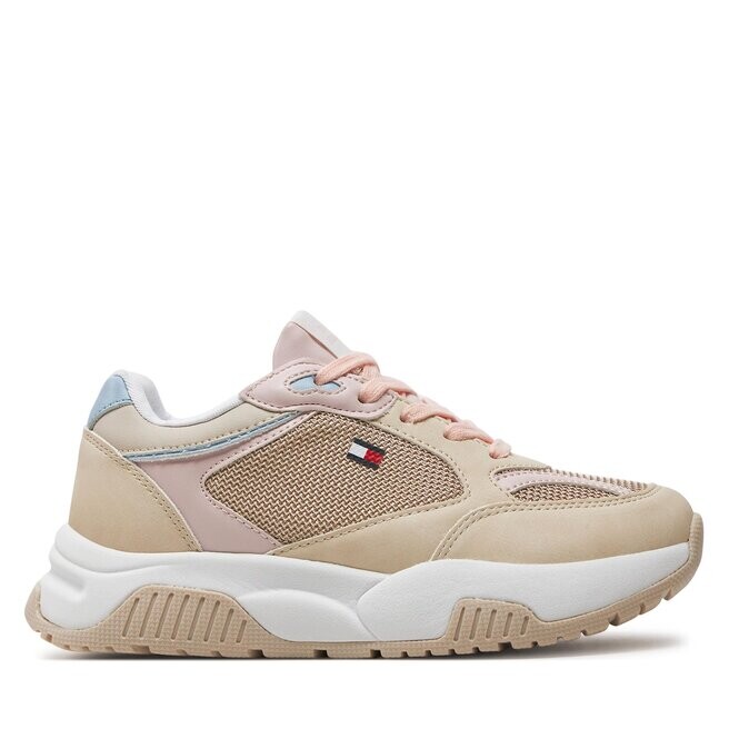 

Кроссовки Tommy Hilfiger Low Cut Lace-Up Sneaker T3A9-33218-1696 Beige/Pink A575, бежевый