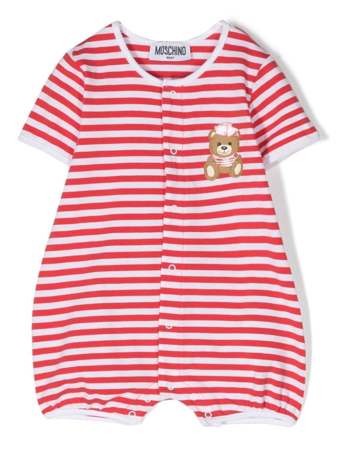 

Moschino Kids полосатый комбинезон с принтом Teddy Bear, красный