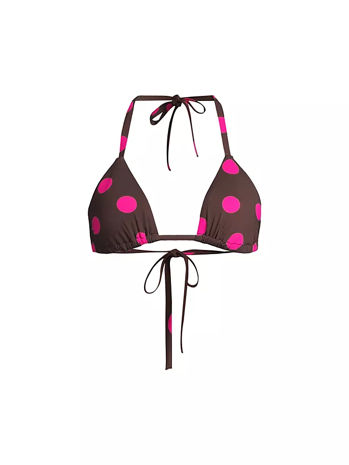 

Топ бикини с треугольными чашечками в горошек Cynthia Rowley, цвет brown pink