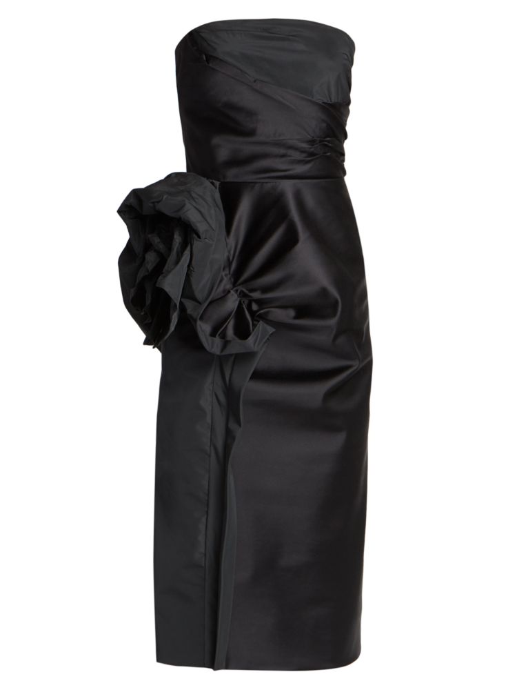 Атласное платье без бретелек со сборками Maison Margiela, черный