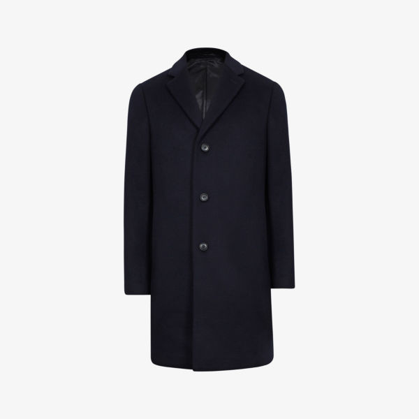 Однобортное пальто Gable из смесовой шерсти Reiss, темно-синий
