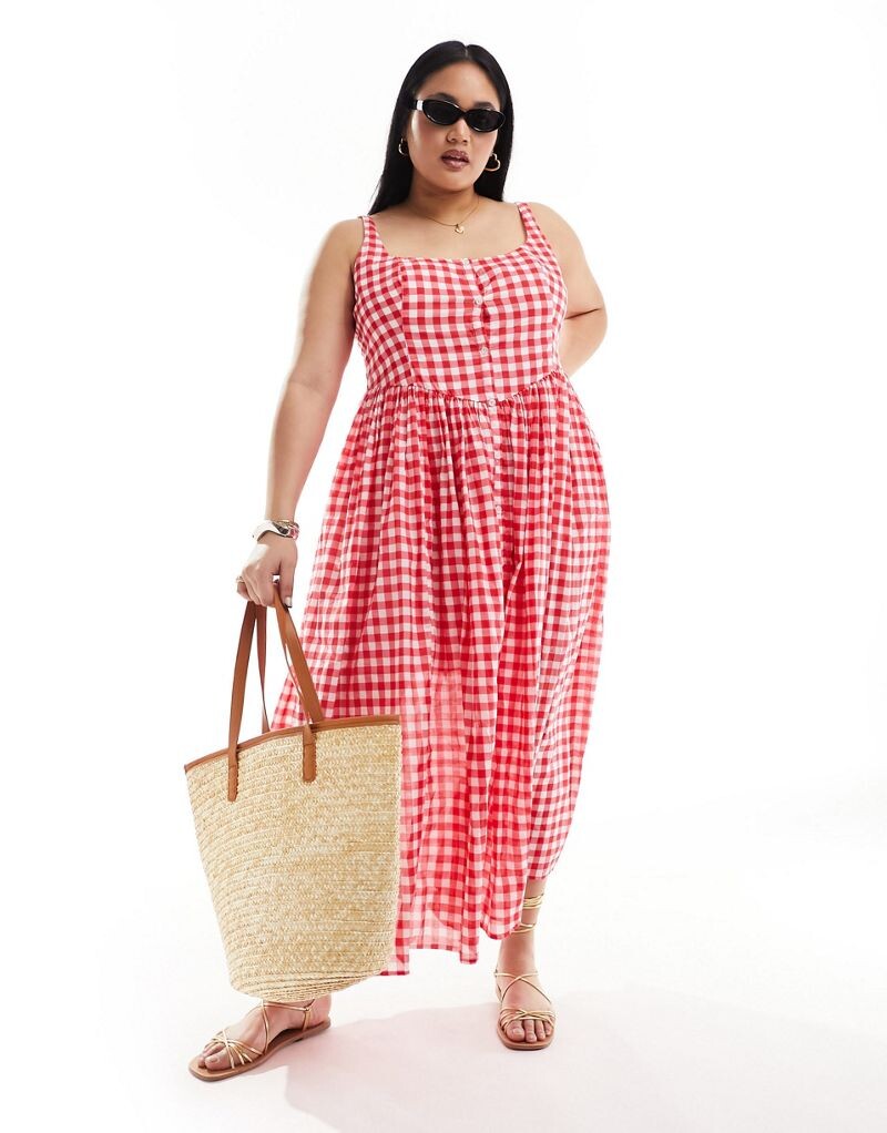 

Красный сарафан миди для пикника из вуали ASOS DESIGN Curve