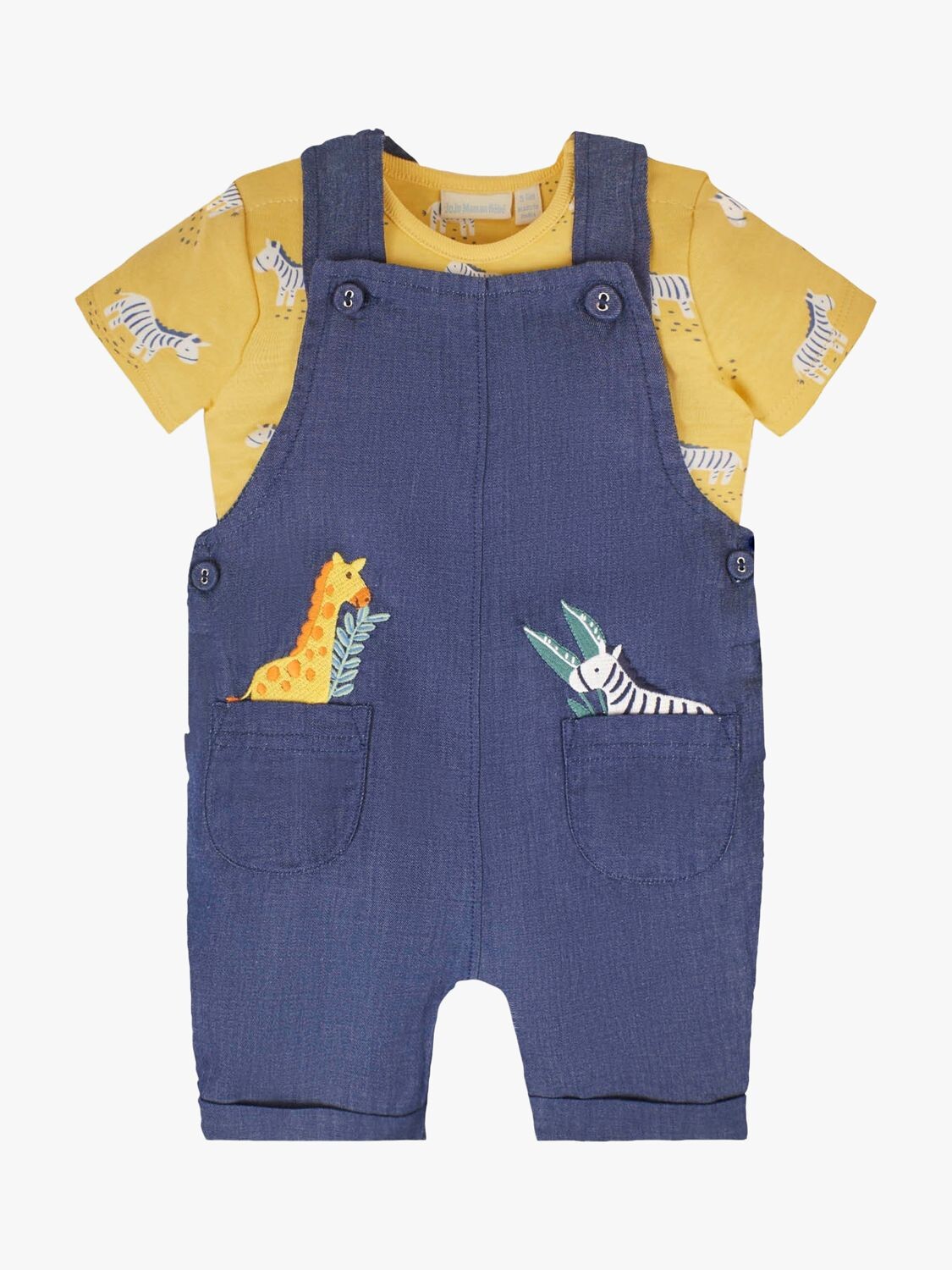 

JoJo Maman Bébé Cambray Safari Короткий комбинезон с карманами и топом, шамбре