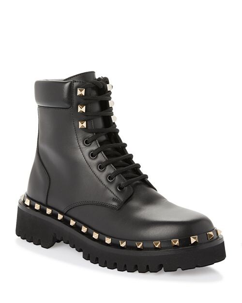 

Женские армейские ботинки Rockstud Lug Sole Valentino Garavani, цвет Black