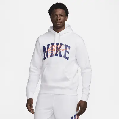 

Худи Nike Club Fleece, цвет White/Safety Orange