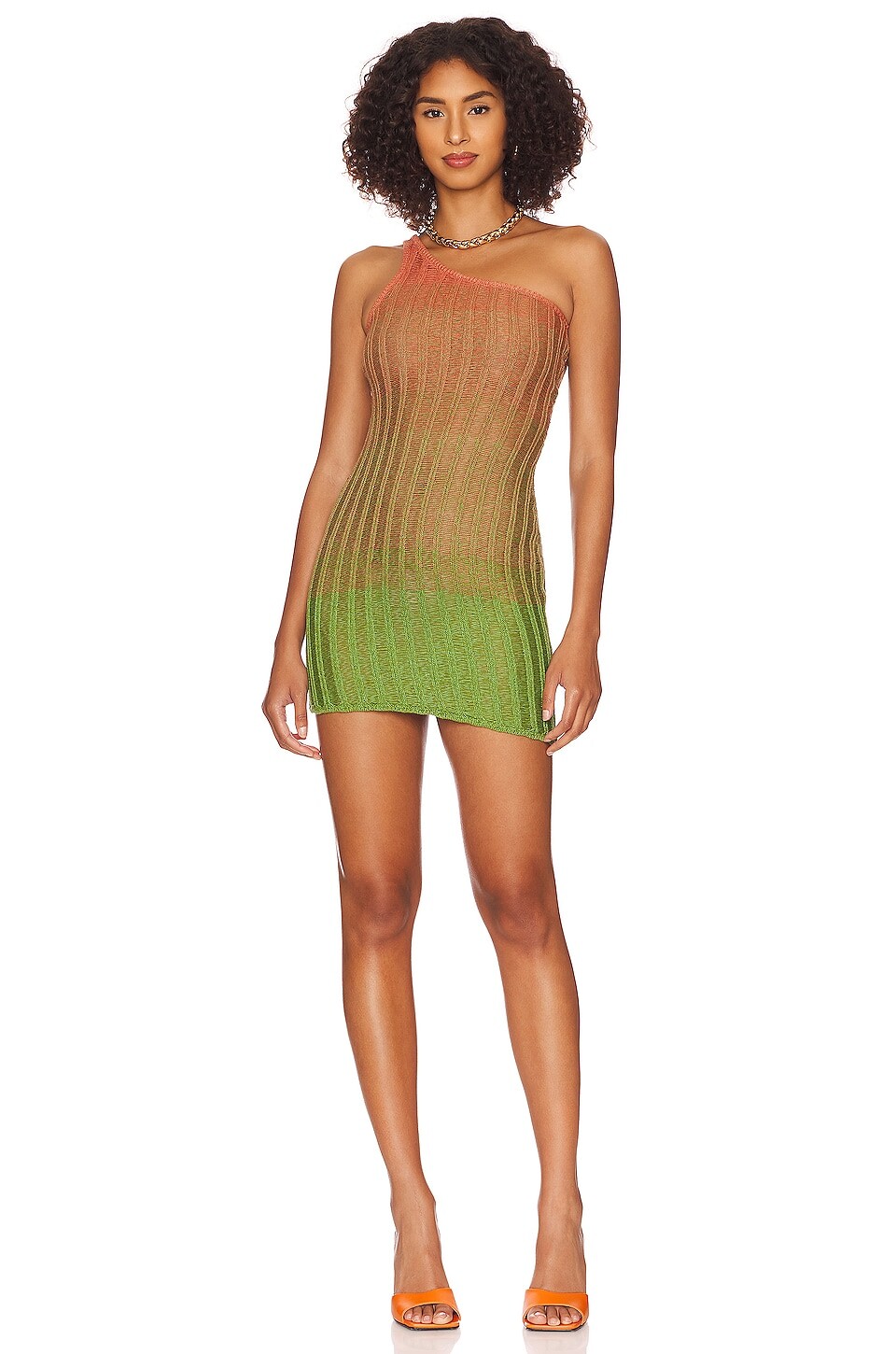 

Платье мини h:ours Playa One Shoulder Asymmetrical, цвет Pink & Green Ombre