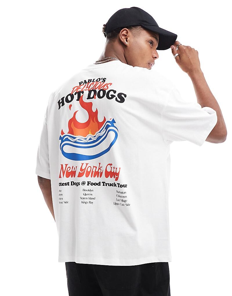 

ASOS DESIGN – Белая> Футболка оверсайз с принтом на спине