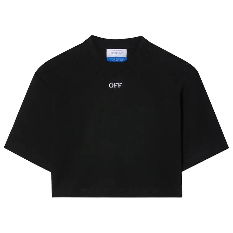 

Футболка Off-White Off Stamp Rib Cropped 'Black/White', черный
