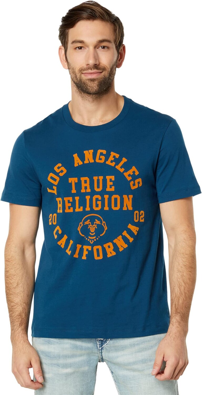 

Футболка с короткими рукавами и заклепками LA True Religion, цвет Poseidon