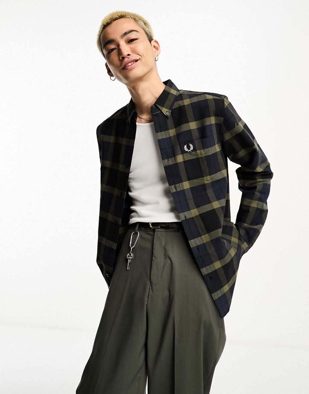 

Зеленая рубашка с длинными рукавами в клетку Fred Perry