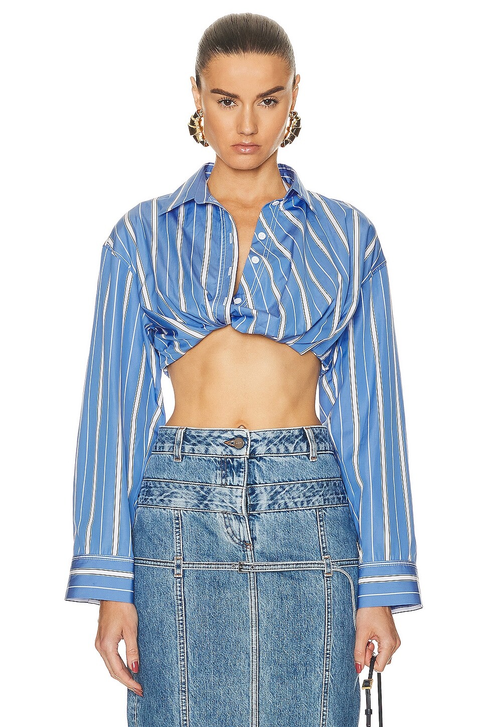 

Топ Jacquemus La Chemise Bahia Courte, цвет Blue Stripes