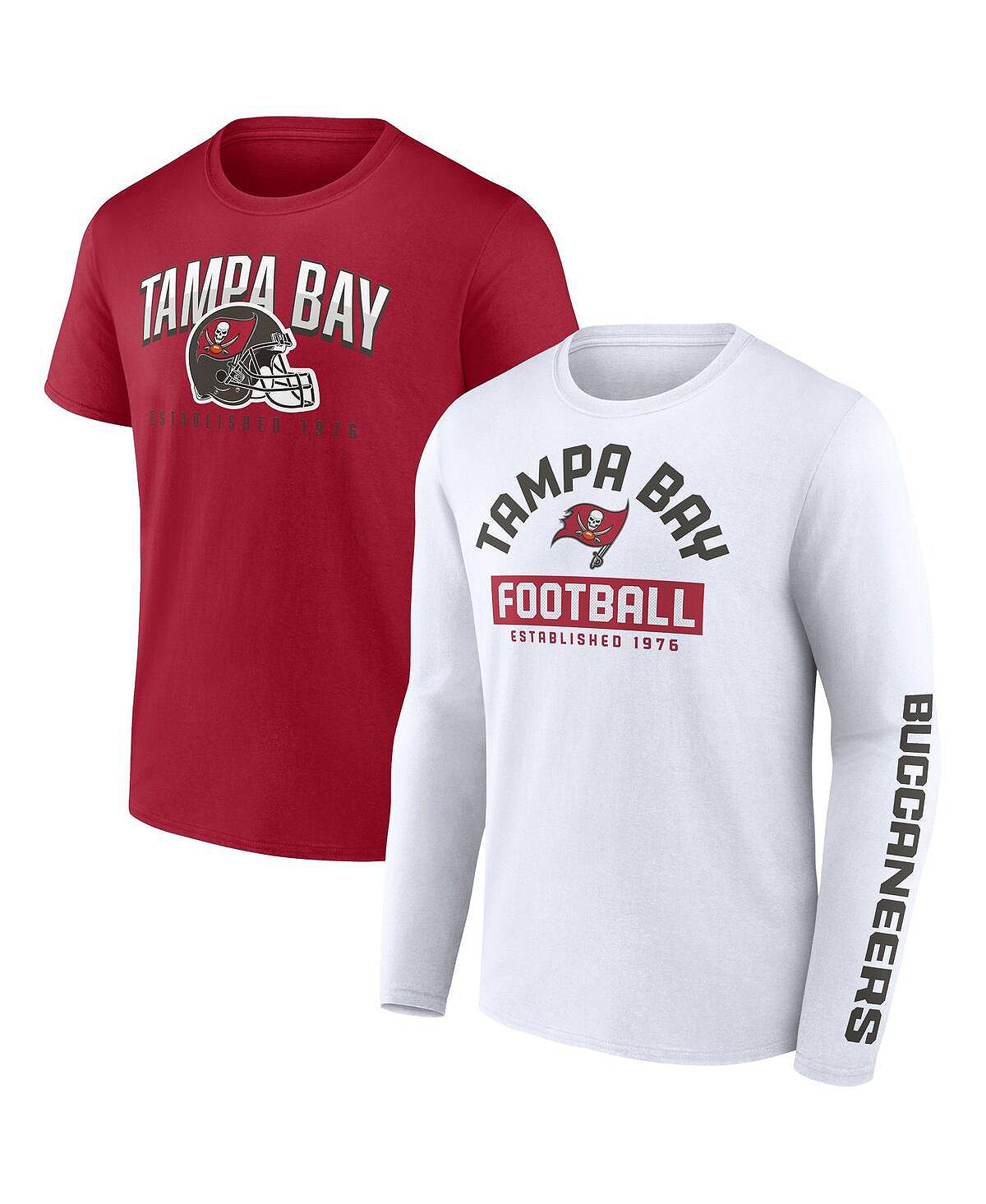 Мужская комплект из двух футболок с длинными и короткими рукавами с логотипом Tampa Bay Buccaneers Fanatics комплект из двух футболок с длинным рукавом в морском стиле 1 год 74 см бежевый