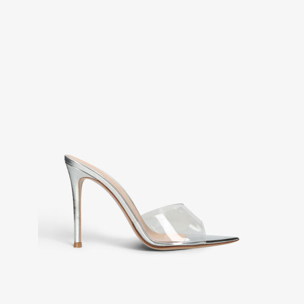

Мюли Elle 105 на каблуке из кожи и ПВХ Gianvito Rossi, серебряный