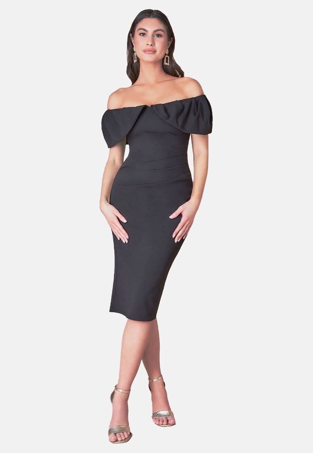 

Свободное платье BARDOT MIDI Goddiva, черный