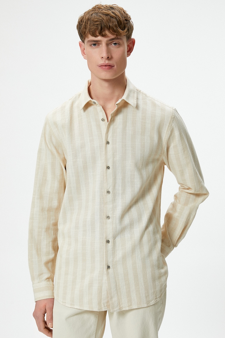 Полосатая хлопковая рубашка Koton, белый