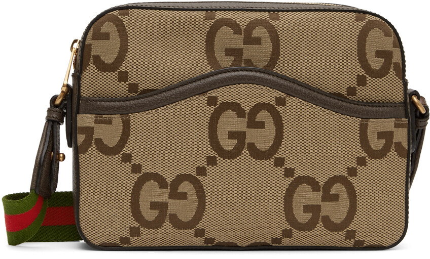 

Бежево-коричневая сумка-мессенджер Jumbo GG Gucci