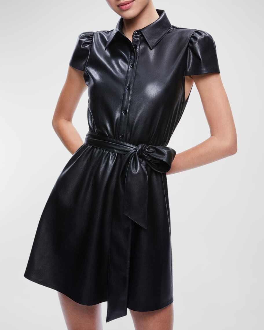 

Мини-платье-рубашка Carolyn из веганской кожи Alice + Olivia